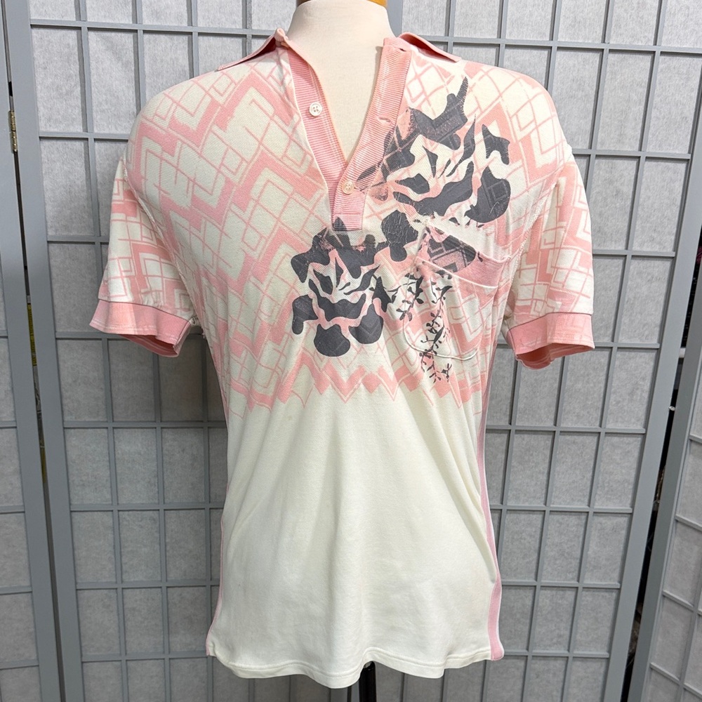 Men's Pink & Cream Short-Sleeve Graphic Polo